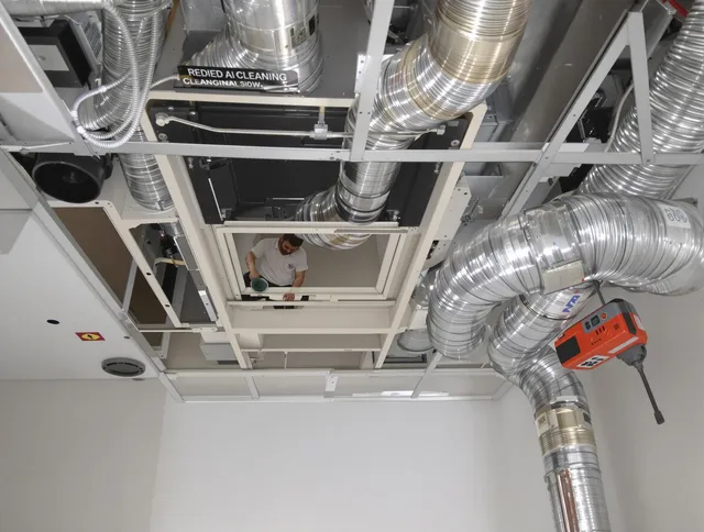 Westwood Air Duct Cleaning technician performing detailed central duct system cleaning in Westwood