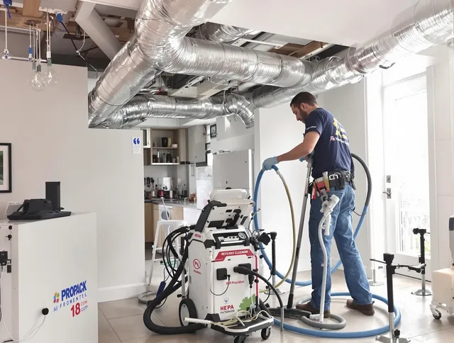 Westwood Air Duct Cleaning technician performing advanced pure duct cleaning with specialized equipment in Westwood